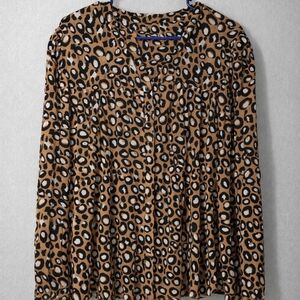 Belk Brown and Black Leopard Print Blouse